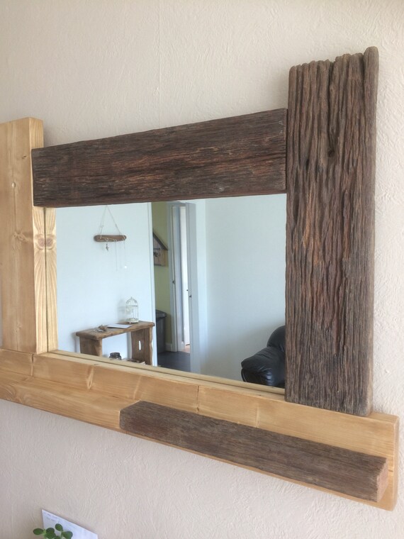 Large Driftwood Mirror With Shelf