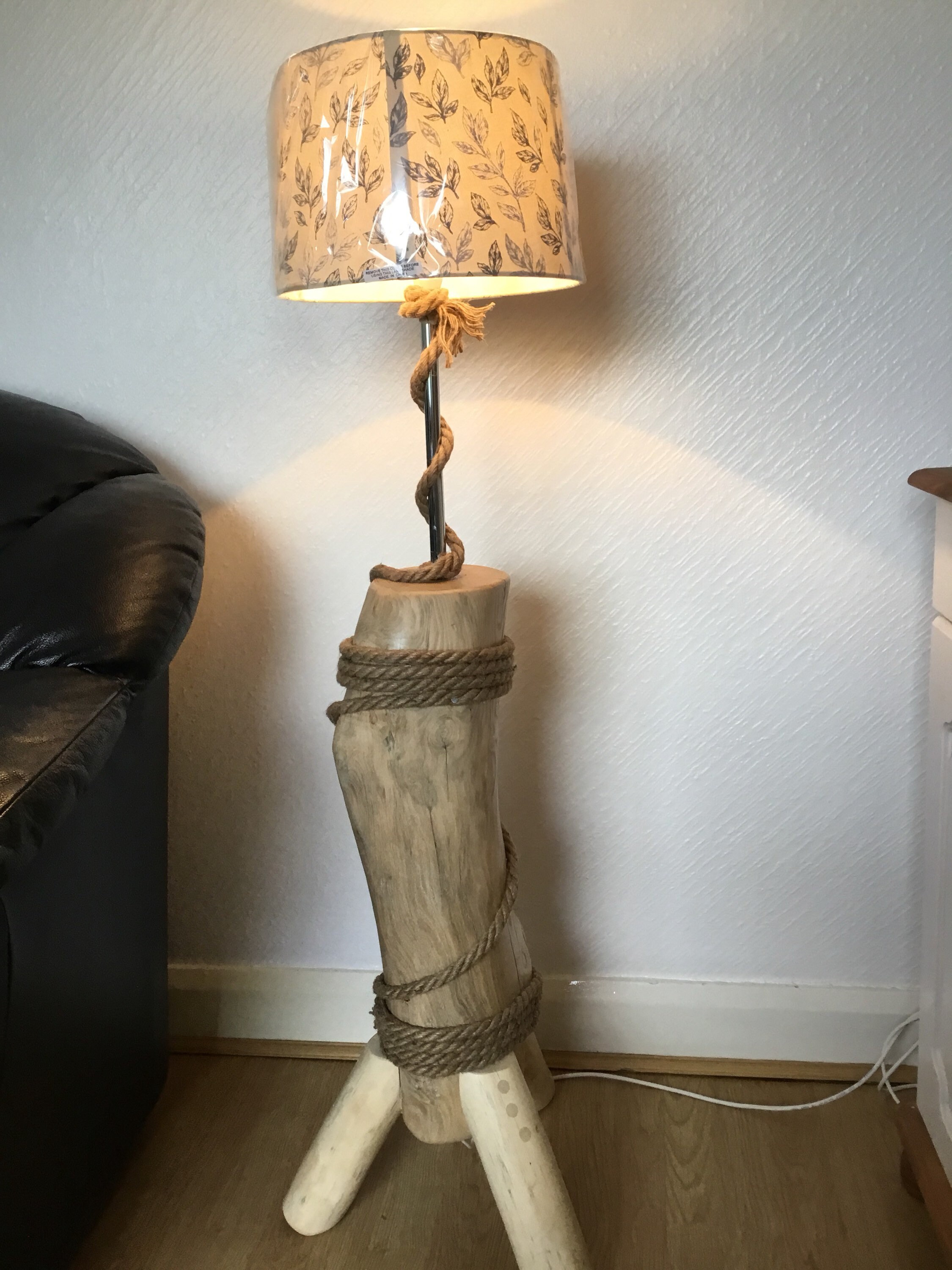 Driftwood Floor Lamp Chunky With Rope Detail