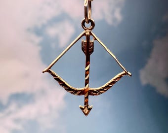 14k Gold Bow and Arrow Pendant Charm Holder