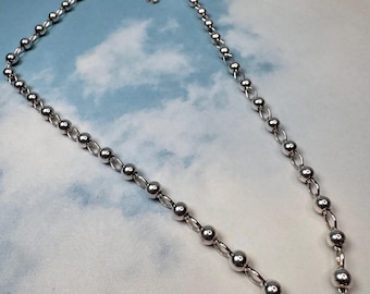 Vintage 925 Sterling Silver Bead Chain Necklace