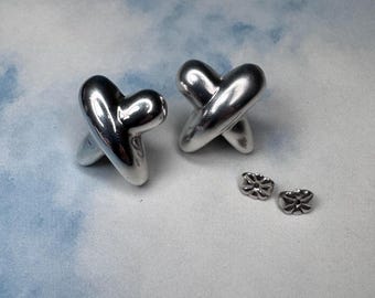 Solid 925 Silver X Earrings Criss Cross Studs Statement Earrings