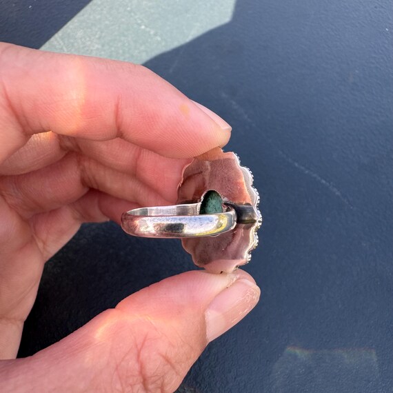 Vintage Turquoise Opal Sterling Silver Ring, Size… - image 4