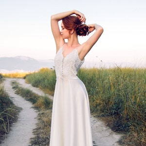 Silk dress, Silk wedding dress, Silk gown, Simple wedding dress, Simple prom dress, Simple gown, 0002