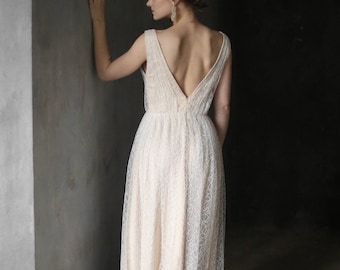 Open back wedding dress, Summer wedding dress, lace open back wedding dress, Wedding dress, Lace backless wedding dress, 0111