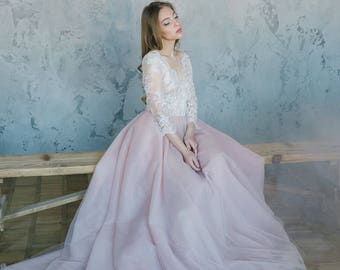 Blush pink wedding dress, Pink wedding dress,  Blush wedding dress, Light pink wedding dress, Tulle wedding dress, - 0095