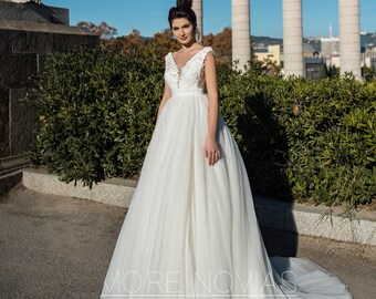 Sexy wedding dress, open low back wedding dress, A line wedding dress, Modern dress - Discount - FINAL SALE - One Size Only - Sample Sale