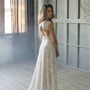 Custom wedding dress, Boho wedding dress, Bohemian wedding dress, Simple wedding dress, Summer wedding dress   - 0092
