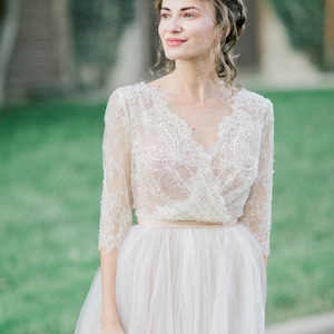 Summer wedding dress, simple wedding dress, A line wedding dress, tea length wedding dress champagne wedding dress unique wedding dress 0224