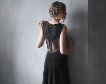 Black wedding dress, Black evening dress, Casual wedding dress, Classic wedding dress, Modern wedding dress, 0115