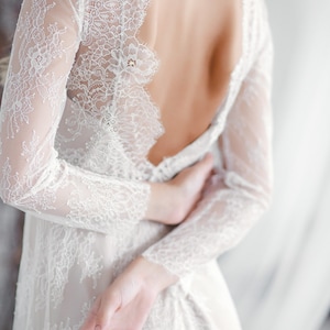 Long sleeve wedding dress, Boho wedding dress, long sleeve Lace wedding dress, vintage lace wedding dress, A line wedding dress, 0053