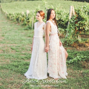 Flowy wedding dress, Wedding dress, Boho wedding dress, Bohemian wedding dress, Bridal dress, Ivory wedding dress, 0055