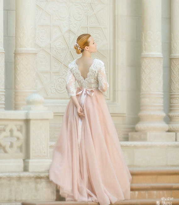 pink wedding dress plus size