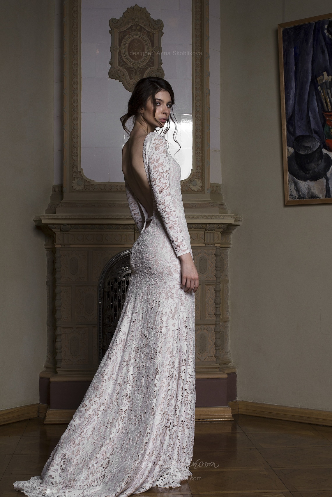 Long Sleeve Lace Wedding Dress Lace Wedding Dress Backless | Etsy