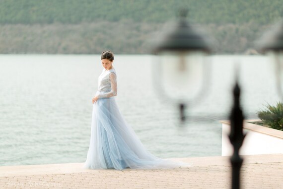 etsy blue wedding dress