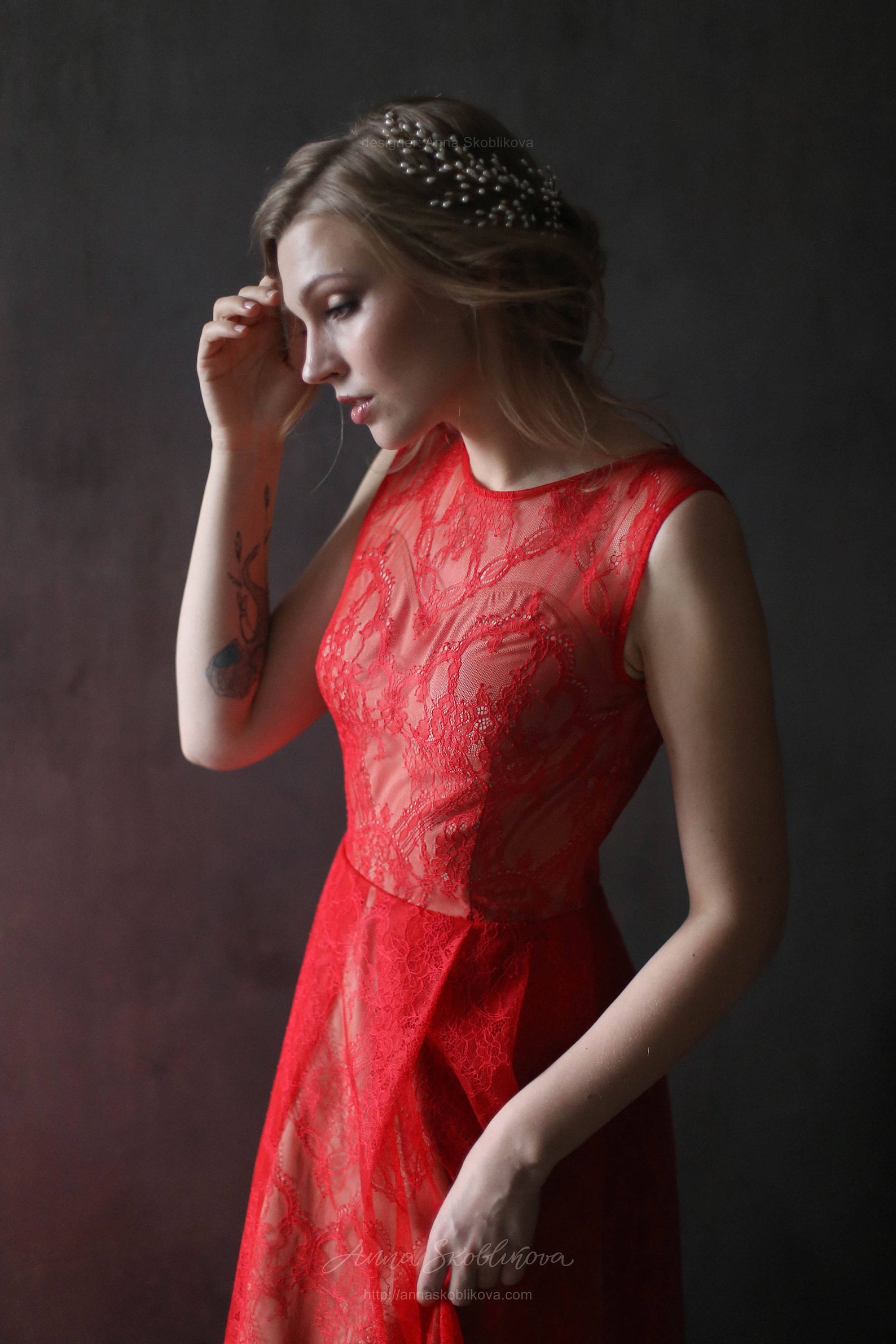 Red Wedding Dress Red Lace Wedding Dress Custom Red Wedding Etsy