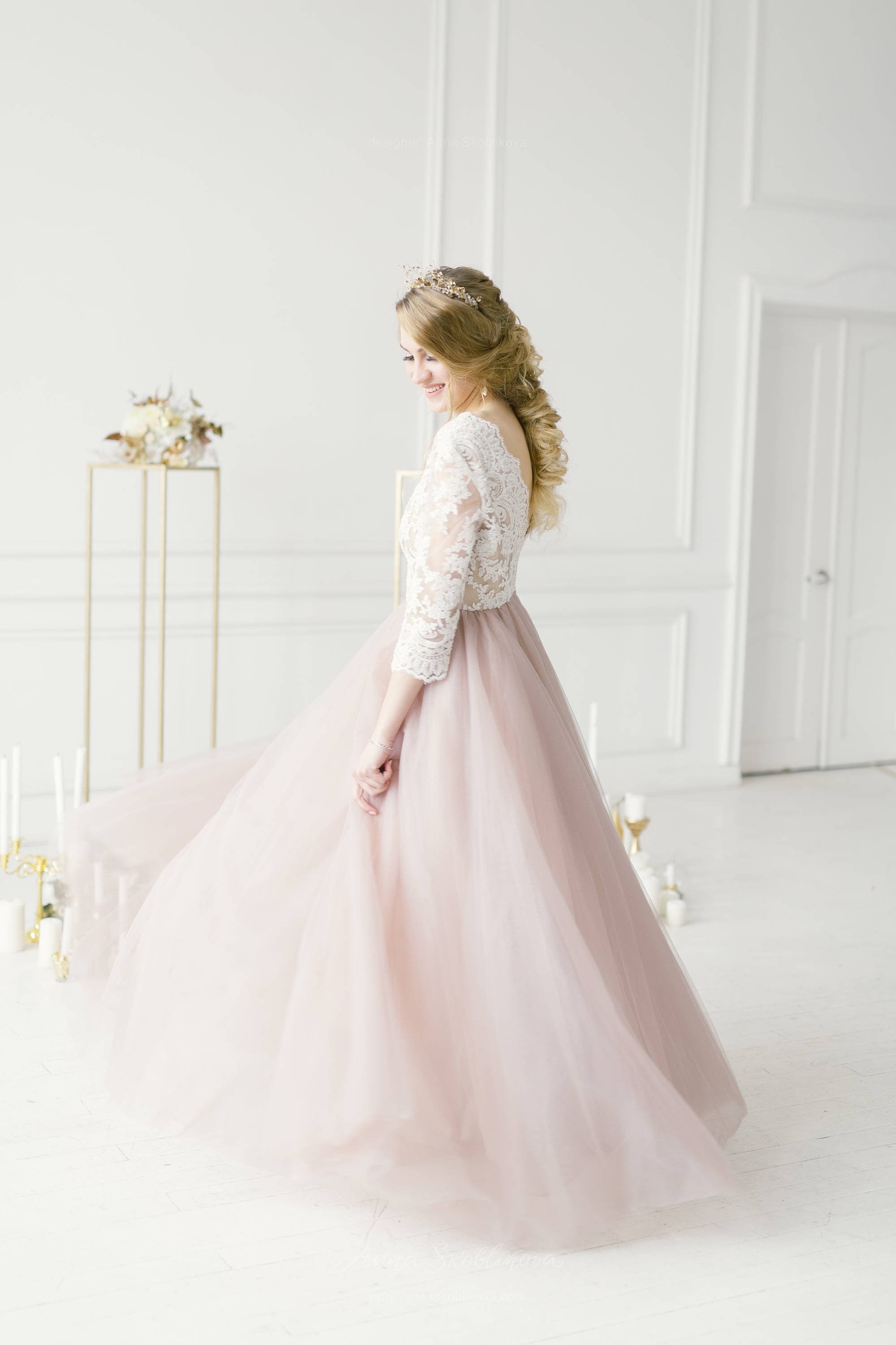 blush wedding dress