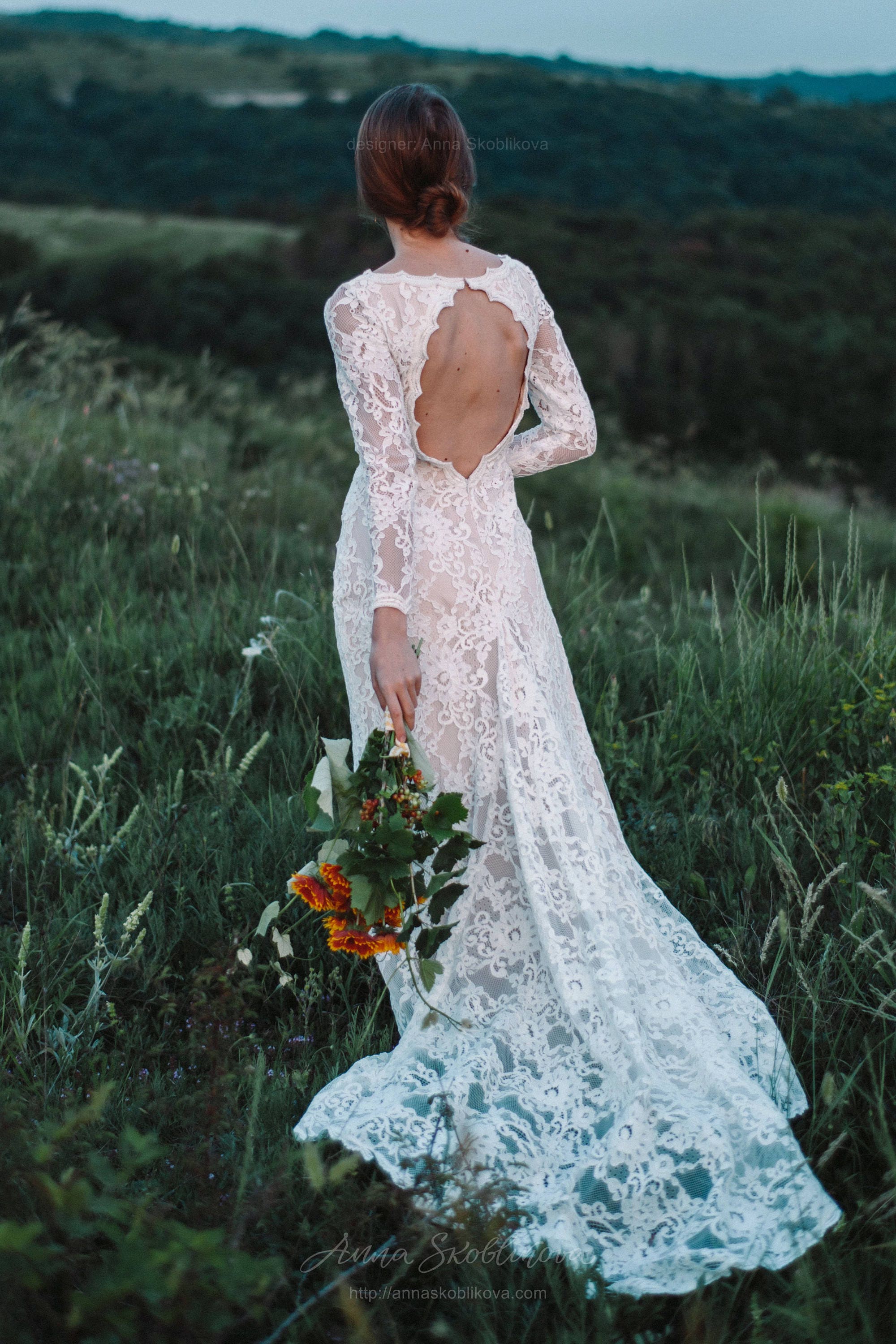 sexy boho wedding dress