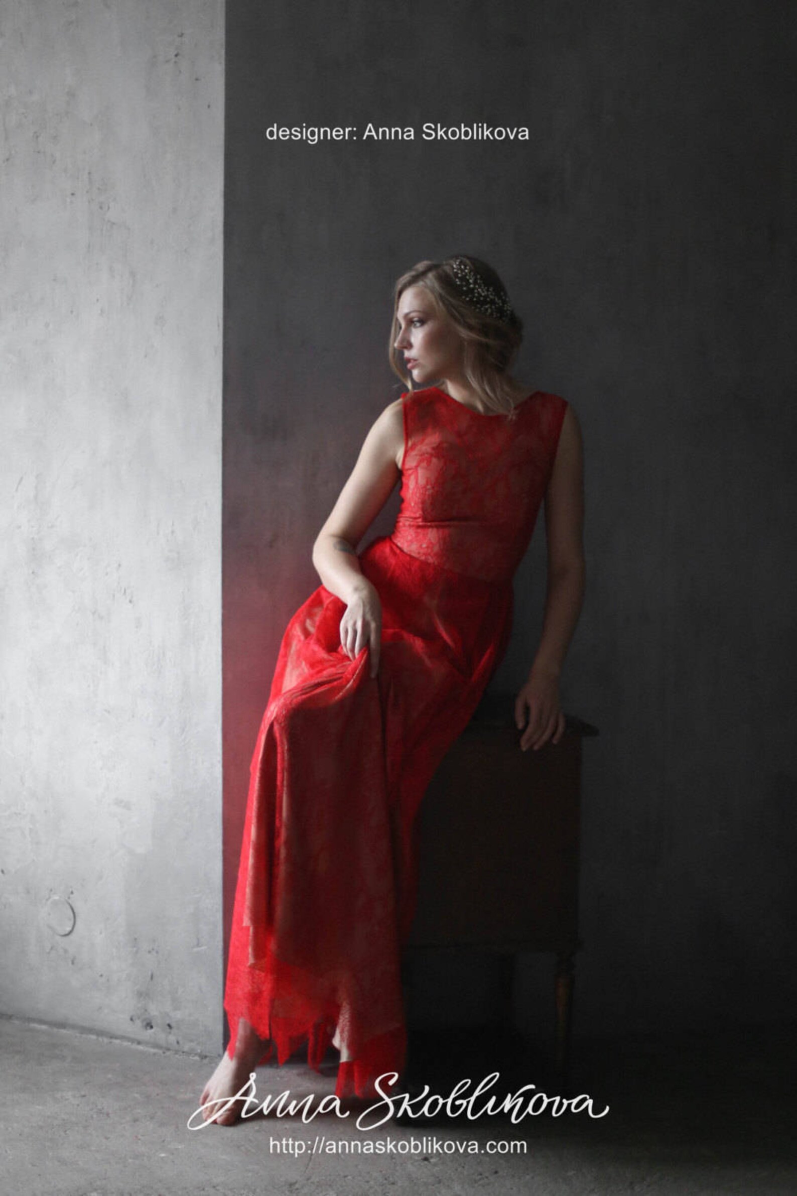 Red Wedding Dress Red Lace Wedding Dress Custom Red Wedding Etsy