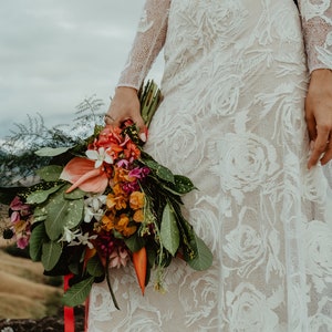 Couture wedding dress, Long sleeve lace wedding dress, sexy wedding dress, embroidery with roses, backless wedding dress, Illusion 0210/2021 image 9