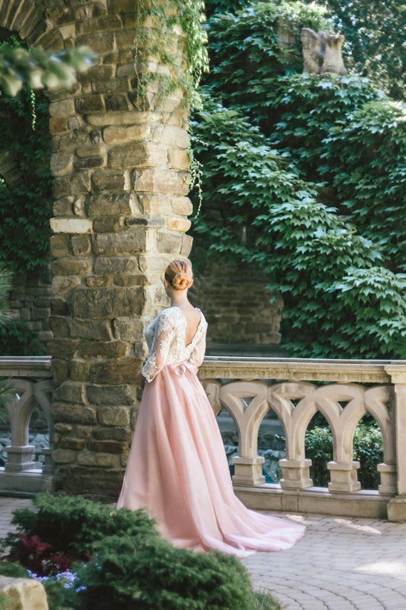 Blush Pink Wedding Dress A Line Bride Gowns Plus Size