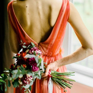 Red wedding dress in Boho Style, Colored wedding dress, Bohemian wedding dress, Red and White Floral wedding dress 2019 // 0101 / 2 image 3