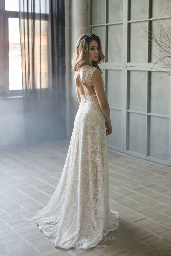 Custom Wedding Dress Boho Wedding Dress Bohemian Wedding Etsy