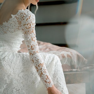 Long sleeves wedding dress, Wedding gown, Lace wedding dress, Mermaid wedding dress, Winter wedding dress, Bridal dress, 0069