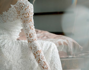 Long sleeves wedding dress, Wedding gown, Lace wedding dress, Mermaid wedding dress, Winter wedding dress, Bridal dress, 0069