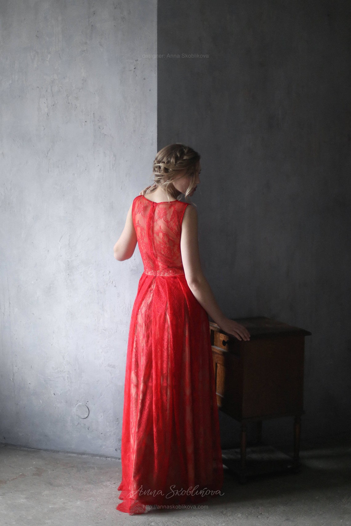 Red Wedding Dress Red Lace Wedding Dress Custom Red Wedding Etsy