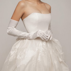 White satin gloves - Opera, satin gloves, bridal gloves, ivory wedding gloves, long satin gloves, white satin opera gloves - 0237 \\ 2025