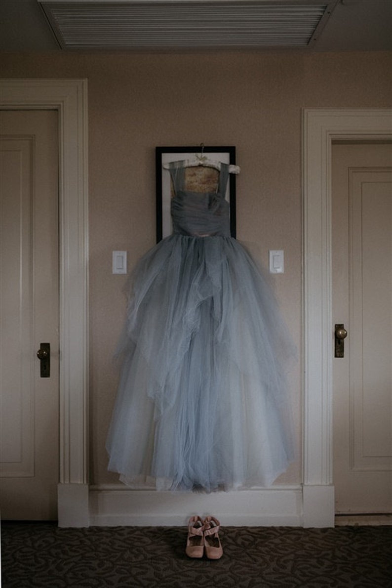 Gray Grey Wedding Dress, Off the shoulder wedding dress, Corset wedding dress, Princess wedding dress Blue Maternity wedding dress 0208/2020 image 3