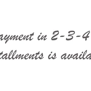 May include: Text that reads "Payment in 2-3-4 installments is available".