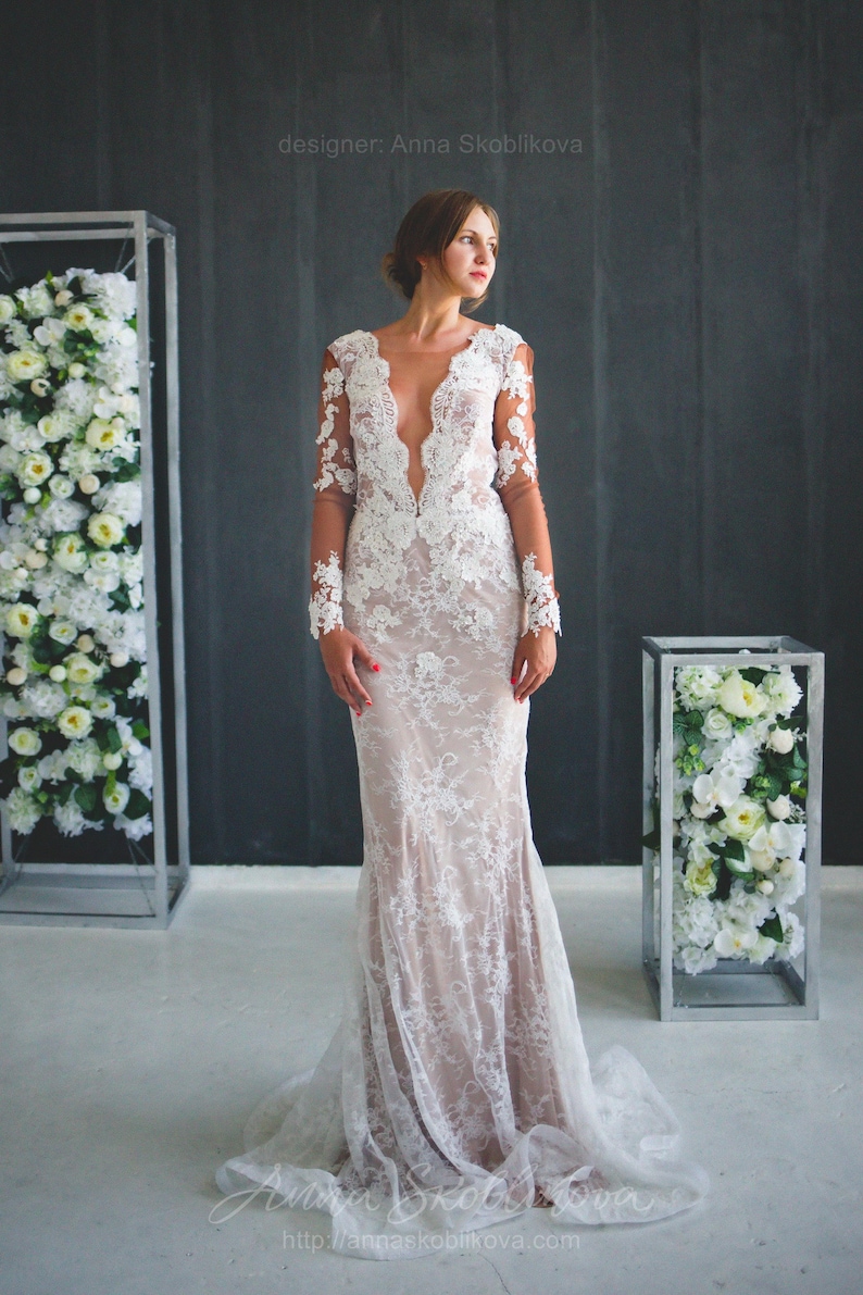 Long Sleeve Wedding Dress Lace Wedding Dress Custom Wedding - Etsy