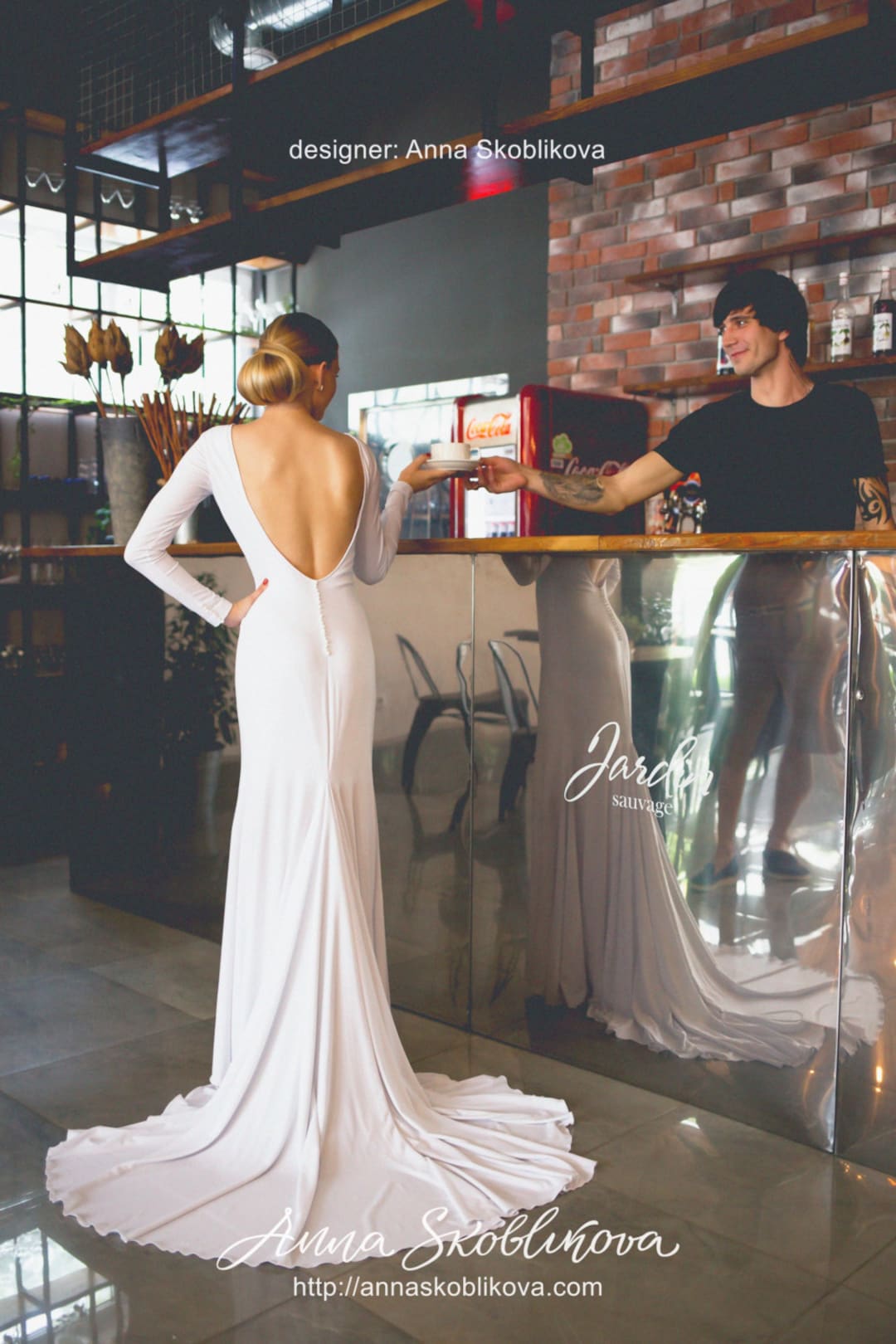 Ivory Jersey Mermaid Wedding Dress – Simple Long Sleeve Gown With