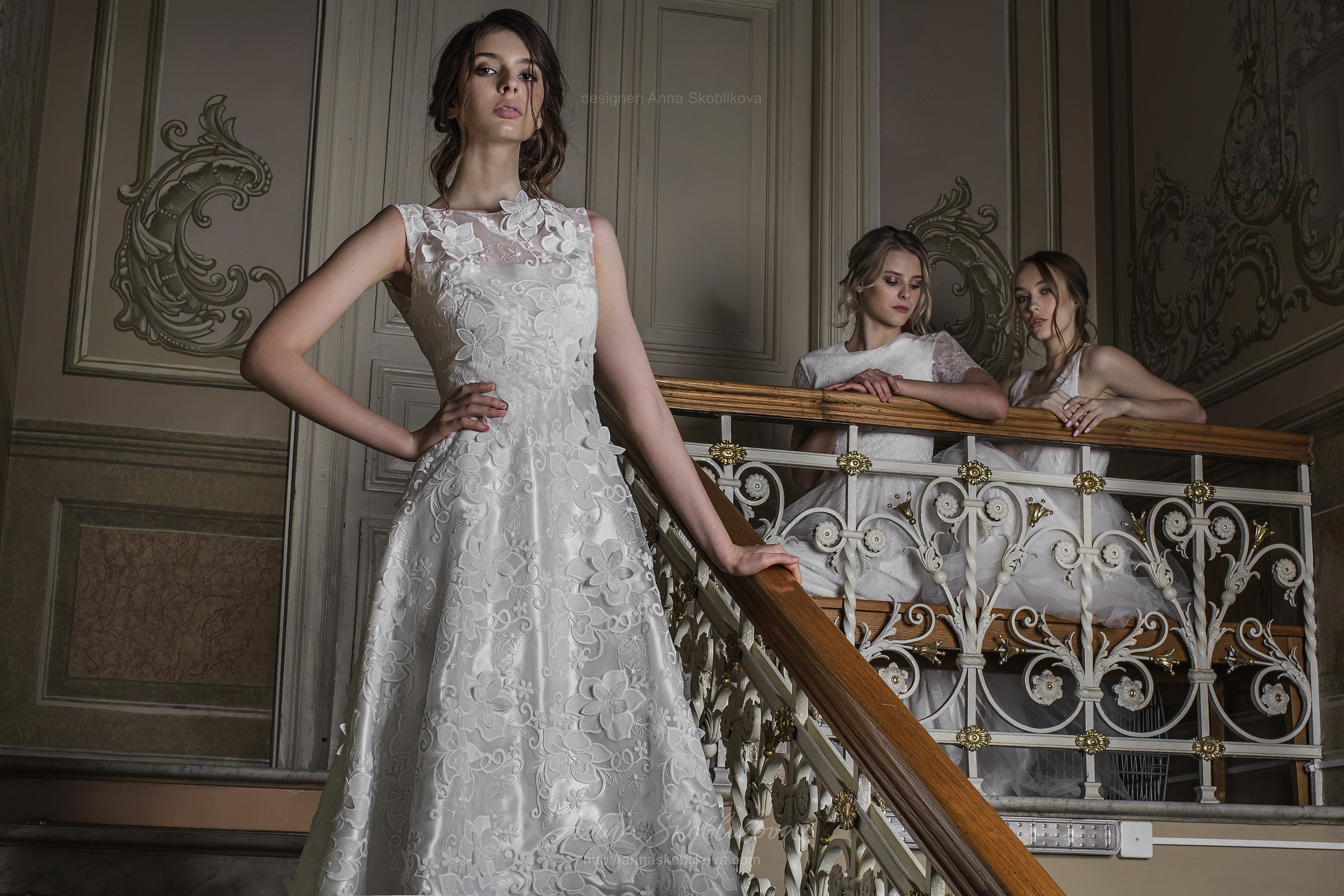 lace up chambray dress Off-the-shoulder Tea Length Ivory Lace Wedding Gown