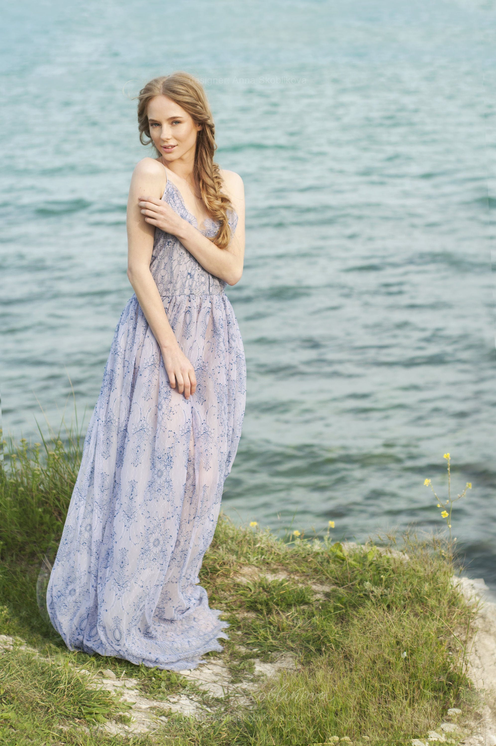 purple beach wedding dress fitted lace wedding dress Lavender Purple Boho Beach Lace Wedding Dress