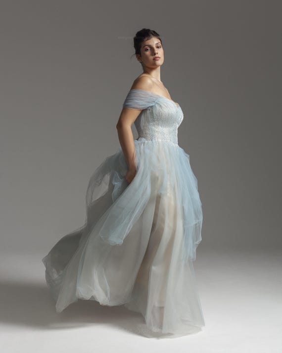 Blue Plus Size Wedding Dress
