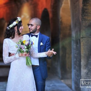 Vestido de novia de manga larga, Vestido de novia de invierno, Vestidos de novia de encaje de manga larga, Vestido de encaje, Vestido de novia de encaje con mangas, 0003 imagen 3