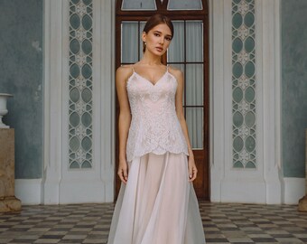 Vestido de novia de celebridad, escote ilusión de encaje de organza, Descuento- VENTA FINAL, Venta de muestra, Venta de vestido de novia en venta 0169