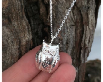 Sterling silver owl pendant.