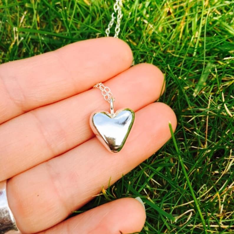 Sterling Silver Chunky Heart Pendant. Handmade Solid Silver Etsy UK