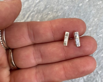 Silver bar earrings, simple bar earrings, pierced earrings, handmade silver earrings, made to order.