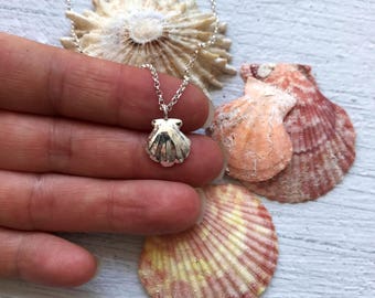 Silver shell necklace, silver seashell, shell pendant, silver shell, mermaid jewellery, shell jewellery, seashell jewellery.