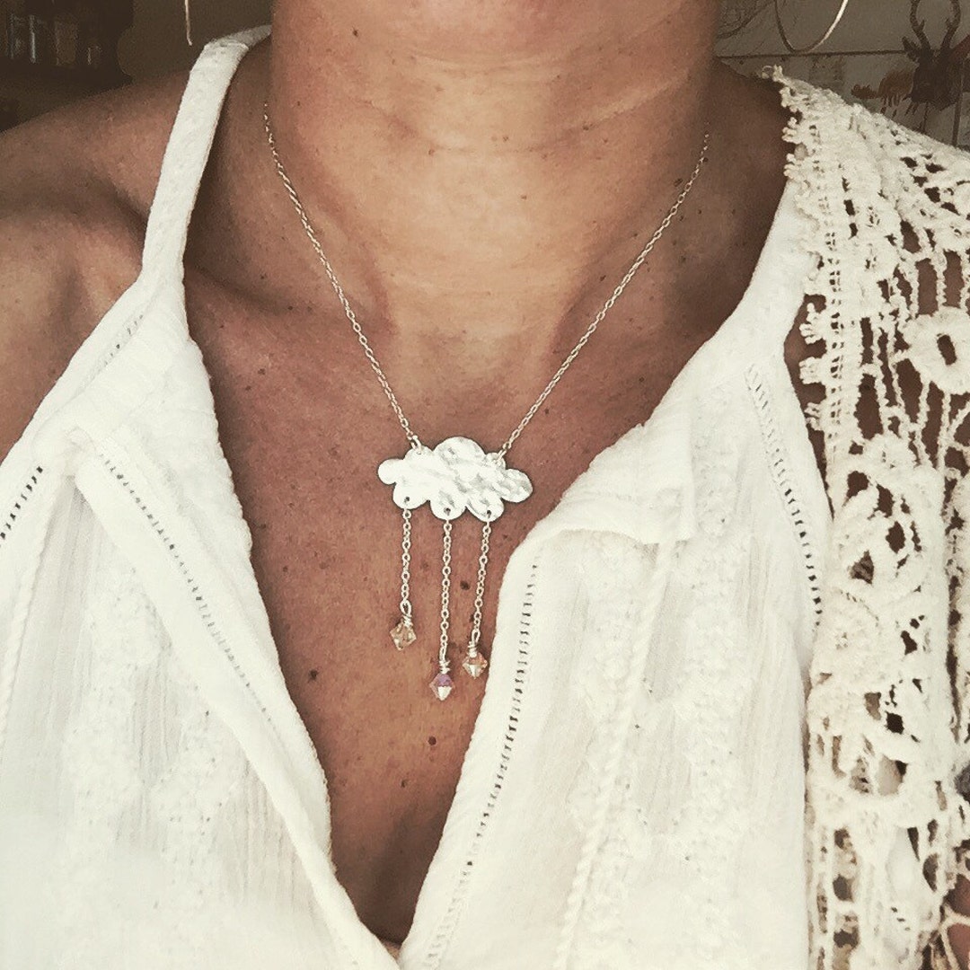 Silver Rain Cloud Necklace, Silver Cloud Necklace, Cloud Jewellery. - Etsy
