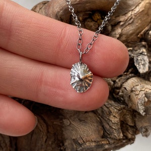 Little limpet necklace, silver barnacle pendant, silver shell necklace.