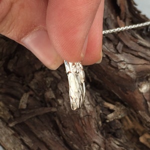 Silver owl necklace, little silver owl pendant. image 6