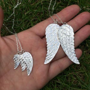 Angel wing pendant, silver wing, silver angel wings, angel wing jewellery, personalised jewellery, handmade jewellery.