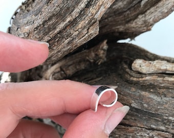 Plain silver strip ear cuff - beautiful simple design, handmade from sterling silver. Non pierced earring. Handmade silver ear cuff.
