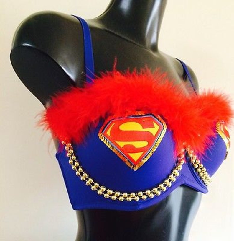 SUPERMAN style Fancy dress Rave bra clubwear dressing up funrun BNWT strapless