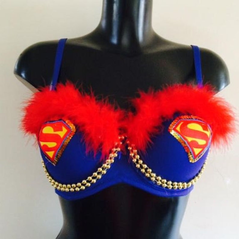 SUPERMAN style Fancy dress Rave bra clubwear dressing up funrun BNWT strapless